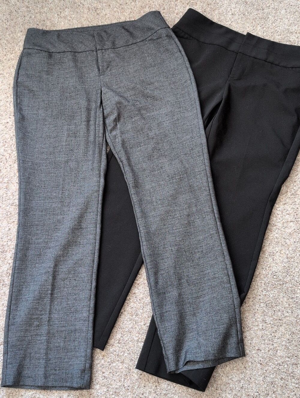2 Pair Womens Elle Career Essentials Black & Black Heathered Trouser Pants Sz 12